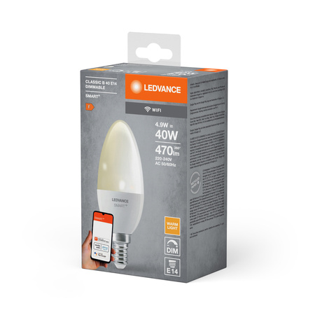 Żarówka LED E14 B40 4.9W 470lm 2700K Ciepła SMART+ WiFi Ściemnialna Candle LEDVANCE