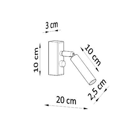 Lampa Ścienna Oprawa Natynkowa Kinkiet G9 SPOT TUBA Reflektor Tubularna Czarna Nowoczesna Eyetech Sollux