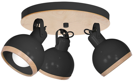 Lampa Sufitowa OVAL Czarna 3xE27 Milagro