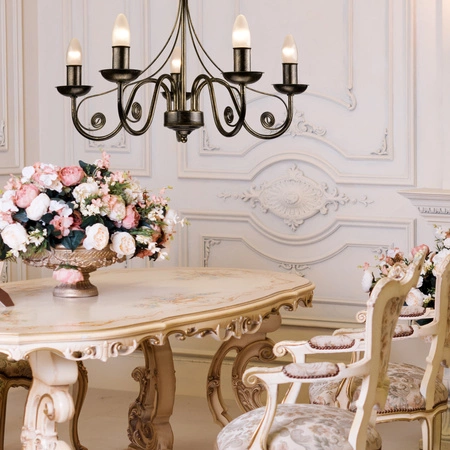 Lampa Wisząca Sufitowa DONATO 6xE14 Żyrandol Czarna Klasyczna LM-6.29 Lamkur