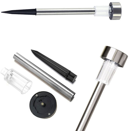 Lampa Ogrodowa LED Solarna Wbijana satyna INOX / CHROM