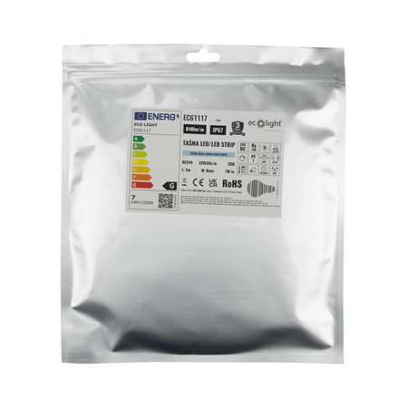 Taśma LED Pasek COB 7W/m 840lm/m 320LED/m 24V 6000K Zimna IP67 Rolka 5m Ecolight