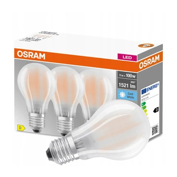 3PAK Żarówka LED E27 A60 11W = 100W 1521lm 4000K Neutralna 300° Filament OSRAM BASE