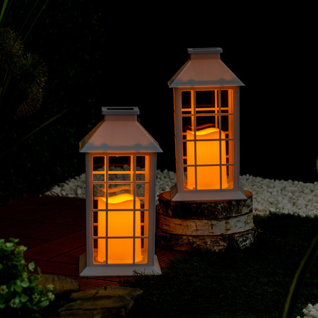 Lampa Solarna Ogrodowa LED Wisząca Latarenka Biała 27cm