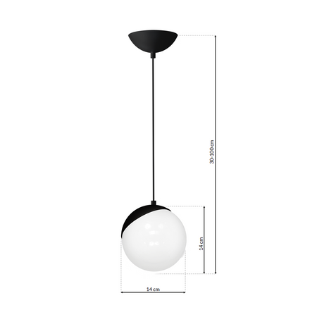 Lampa wisząca SFERA 1xE27 60W Biała Kula Czarne Detale MLP5739 Milagro Metal + Szkło