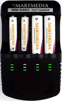 Szybka Ładowarka Mikroprocesorowa MM-N401 LED 4 x AAA AA 9V