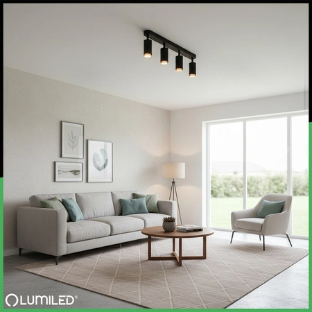 Lampa Sufitowa Reflektor LED 4x GU10 Tuba Spot ELIGIS Czarny LUMILED