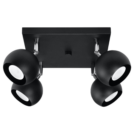 Lampa Sufitowa Oprawa Natynkowa Reflektor 4x GU10 Ruchoma Minimalistyczna Kulista Czarna Nowoczesna Oculare Sollux