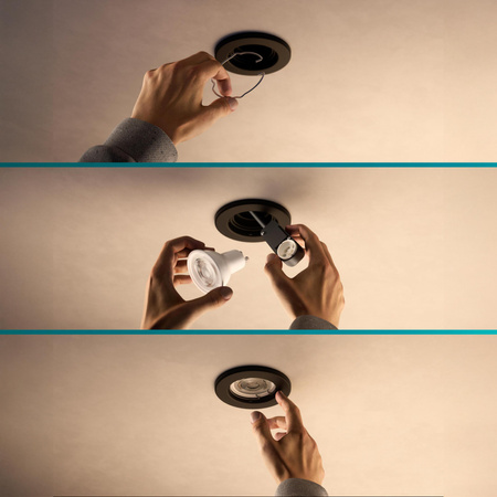 Oprawa Podtynkowa Wpuszczana LED GU10 Stała Aluminiowa Okrągła Czarna Peridot Philips