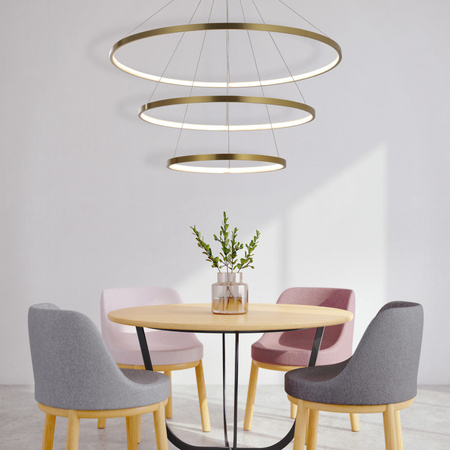 Lampa Sufitowa LED Wisząca Zwis 60W 8000lm 4000K Neutralna 120° Złota LEA Sanico Goldlux