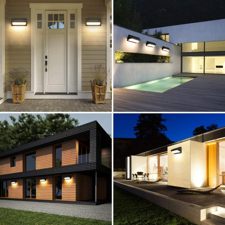 Lampa Ogrodowa Kinkiet Elewacyjny E27 DRACO Czarny z Czujnikiem Ruchu i Zmierzchu