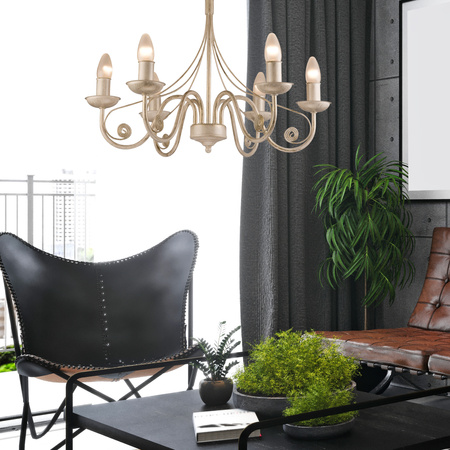 Lampa Wisząca Sufitowa DONATO 6xE14 Żyrandol Biała Klasyczna LM-6.29 Lamkur