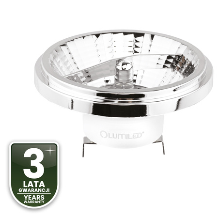 10x Żarówka LED G53 Reflektor AR111 15W = 100W 1521lm 3000K Ciepła 24° 12V Srebrna LUMILED