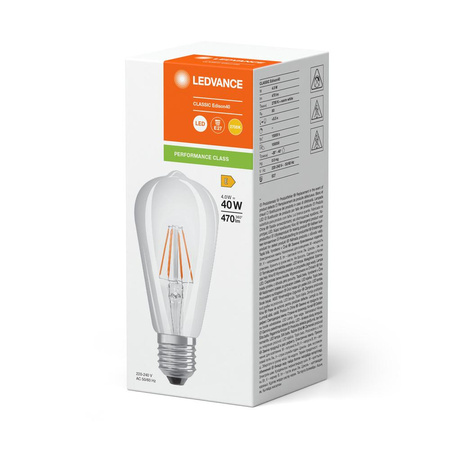 Żarówka LED ST64 E27 4W = 40W 470lm 2700K Ciepła Biała FILAMENT LEDVANCE