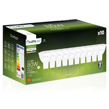 10x Żarówka LED GU5.3 Reflektor MR16 8W = 80W 720lm 4000K Neutralna 120° LUMILED