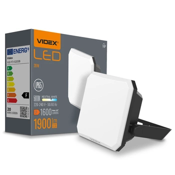 Naświetlacz LED 20W 1900lm 5000K Zimna Czarny z Mleczną Przesłoną Videx