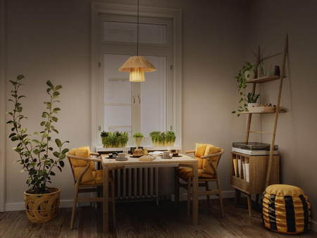 Lampa Sufitowa Wisząca Dekoracyjna E27 Zwis Brązowy Bambus Decor Ledvance