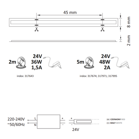 Taśma Pasek LED 33W 3050lm 3000K Ciepła 24V Biała 2m Sanico Goldlux
