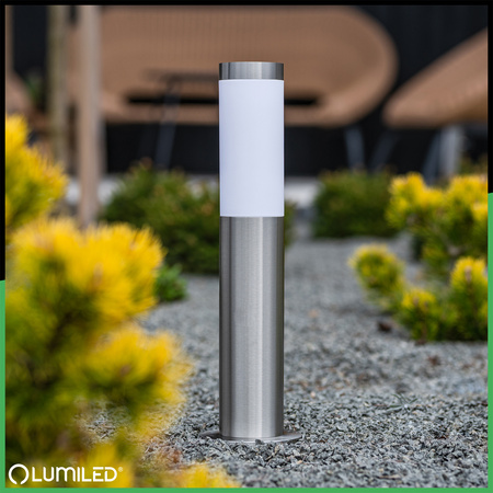 Lampa Ogrodowa Zewnętrzna E27 INOX SŁUPEK 45cm Lilium LUMILED