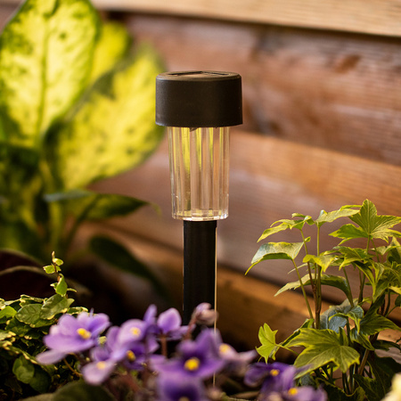 Lampa Ogrodowa LED Solarna Wbijana Czarna 6500K Zimna Biała