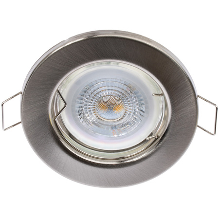 Oprawa HALOGENOWA Podtynkowa Stała Okrągła Satyna Blacha GU10 MR16