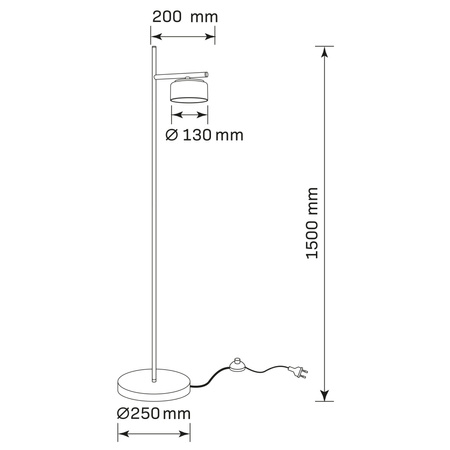 Lampa Podłogowa Oprawa Stojąca GX53 Czarna Ofelia Sanico Goldlux