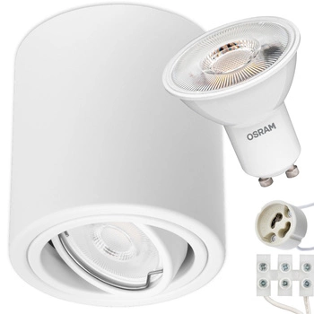 Oprawa Natynkowa HALOGENOWA Metalowa Biała SPOT TUBA 10cm + LED 5W 6500K OSRAM