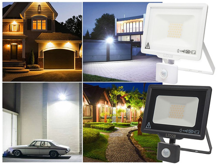 Naświetlacz LED 10W 800lm 3000K IP44 Biały z czujnikiem ruchu LED2B KOBI MHC