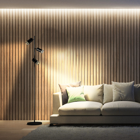 Lampa Podłogowa Stojąca 3x GU10 Czarna ROMA Sanico Goldlux