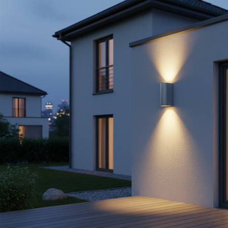 Kinkiet ogrodowy elewacyjny góra dół LED 2xGU10 BOSTON GOLDLUX (Polux) OWALNY SATYNOWY