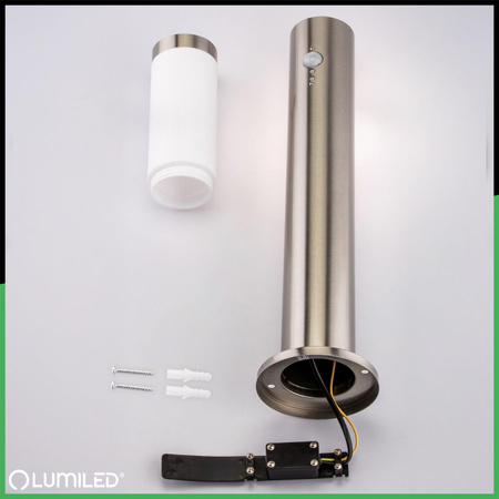 Lampa Ogrodowa Zewnętrzna E27 INOX SŁUPEK 65cm z Czujnikiem Ruchu Lilium LUMILED