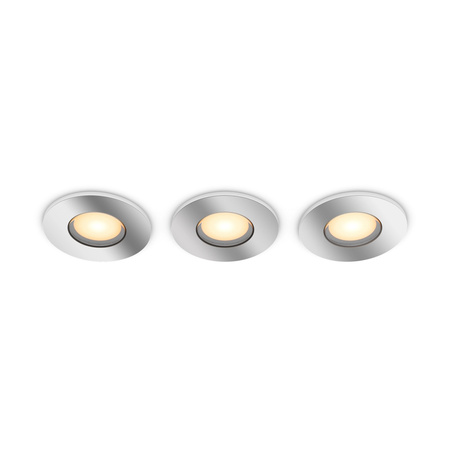 3x Oprawa Podtynkowa Wpuszczana LED Hermetyczna IP44 Łazienkowa 4.2W 400lm IP44 White Ambiance TW Chrom Inteligentna SMART Zigbee Bluetooth Adore Philips HUE