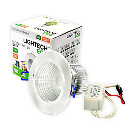 Oprawa Sufitowa 7W Podtynkowa LED DOWNLIGHT DEEP Okrągła 4000K 560lm Srebrna