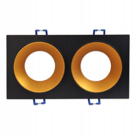 Oprawa podtynkowa podwójna SPOT 2x GU10 prostokątna czarna złota