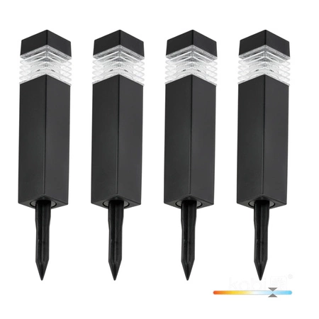 Lampa Solarna Ogrodowa Słupek Zewnętrzny Stojący LED 6000K Zimna IP44 Czarny Aurora Kobi