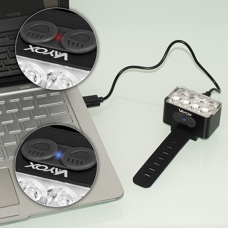 Lampka Latarka Rowerowa Przednia 8xLED USB-C 10 Trybów 900lm IPX6 VAYOX