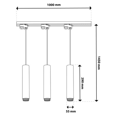 ZESTAW Szynoprzewód Listwa Szyna 1m + 3x Lampa Sufitowa Wisząca GU10 Oświetlenie Szynowe LUMILED