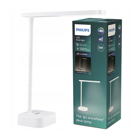 Lampka Biurkowa Stołowa LED TILPA 5W 5000K Ściemnialna Biała PHILIPS