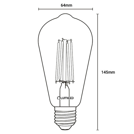 Zestaw 6x Żarówka LED EDISON E27 ST64 6W = 50W 420lm 2200K Ciepła 360° Filament LUMILED Smokey