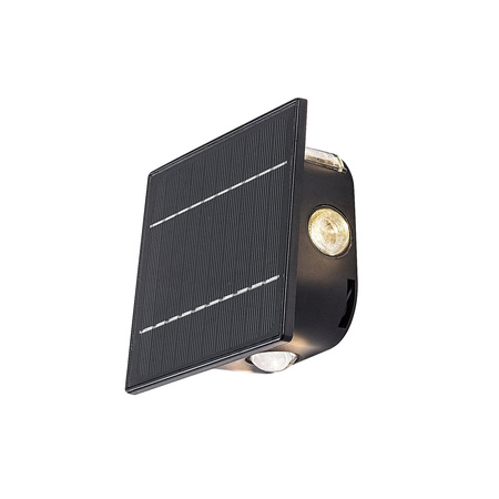 Lampa Ogrodowa Solarna Kinkiet Elewacyjny LED 0.5W 50lm 3000-6000K CCT Ściemnialna IP54 z Czujnikiem Zmierzchu Timer Czarny Nowoczesny Emmen Rabalux