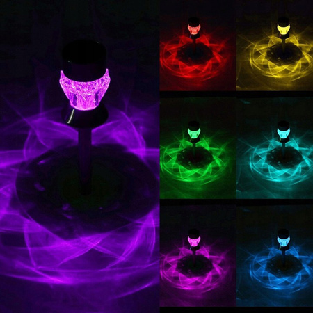 Lampa ogrodowa LED solarna wbijana KRYSZTAŁ RGB