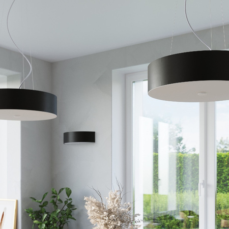 Lampa Ścienna Plafon 2x E27 Półokrągła Czarna Minimalistyczna Skala Sollux