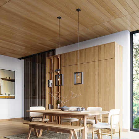 Lampa Sufitowa Wisząca Zwis E27 Żyrandol Kwadratowa Brązowa Skandynawska Aries Sollux