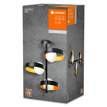Lampa Sufitowa Dekoracyjnna Ozdobna Oprawa Oświetleniowa 3xG9 Czarna Memphis Ceiling LEDVANCE