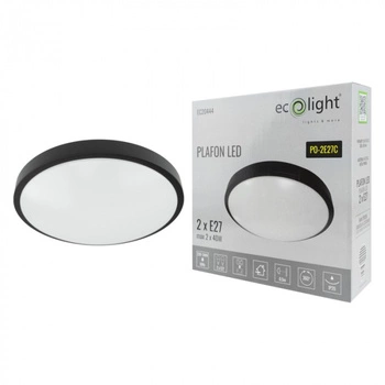 Plafon LED Lampa Sufitowa Natynkowa 2x E27 Czarna Okrągła Ecolight