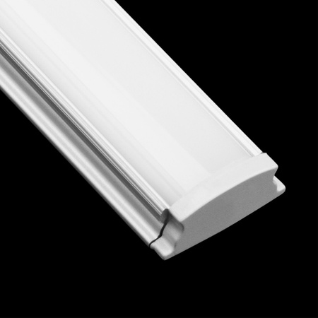 Profil Aluminiowy Anodowany do LED KM24 Srebrny Natynkowy 1m + Przesłona mleczna + Zaślepki