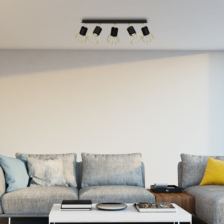Lampa Sufitowa DANTE Czarna Złota 5x mini GU10 Milagro