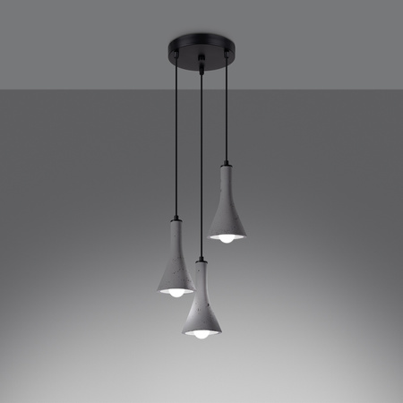 Lampa Sufitowa Wisząca Zwis 3x E14 Żyrandol Geometryczna Szara Nowoczesna Rea Sollux