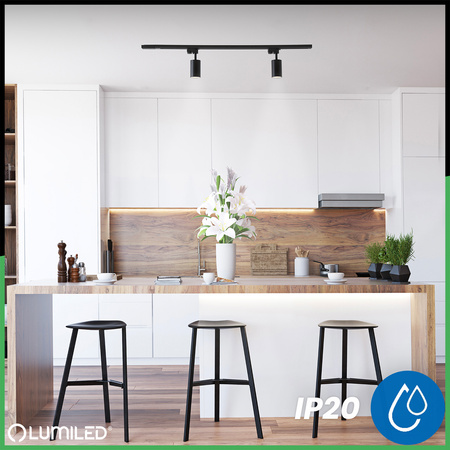 Zestaw Szyna Oświetleniowa Szynoprzewód 1 m + 2x Reflektor Szynowy RITI GU10 Czarny LUMILED