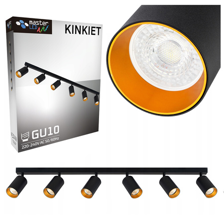 Lampa sufitowa ERIS SPOT Reflektor Oprawa Halogenowa 6xGU10 Czarno-Złota